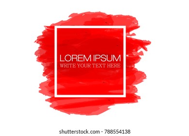 Red Water Color Text Frame with White Square Shape Line

