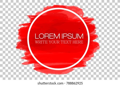 Red Water Color Text Frame with White Circle Shape Line, at Transparent Effect Background