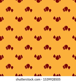 Red Water drop icon isolated seamless pattern on brown background.  Vector Illustration