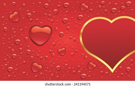 red water drops with heart shape