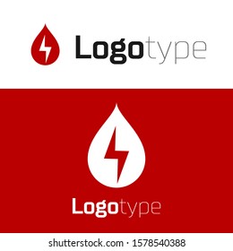 Red Water energy icon isolated on white background. Ecology concept with water droplet. Alternative energy concept. Logo design template element. Vector Illustration