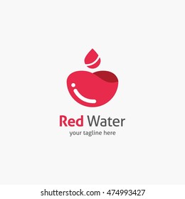 Red Water Logo design vector template. Natural Mineral Aqua icon. Water liquid Logotype concept icon.