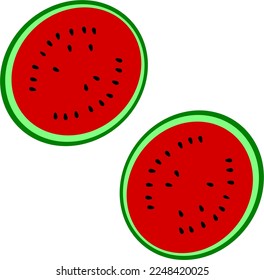 red water melon, slice of watermelon fruit, fresh healthy organic natural food. Vector illustration