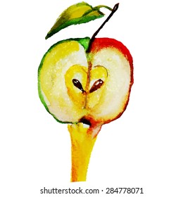  red watercolor apple