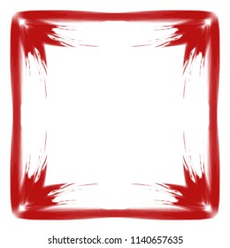 red watercolor art deco frame border pattern with feathered elements, vector illustration