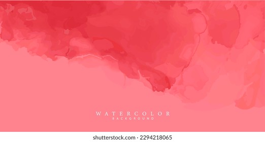 Red watercolor background. Gradient brush spots on pinkish background. Bright colors, soft effect. Brochure, banner vector template.