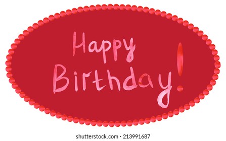 Red watercolor banner for birthday card. Illustration made in a vector.