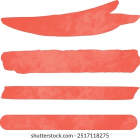 Red watercolor brush line,line set handwritten style