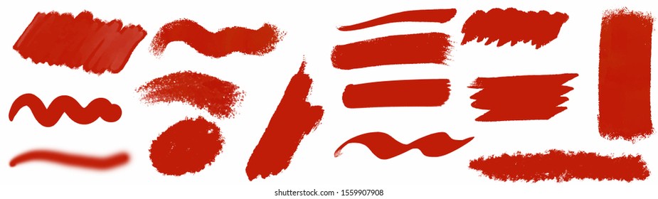 Red watercolor brush set for your design, watercolor background concept, vector.
