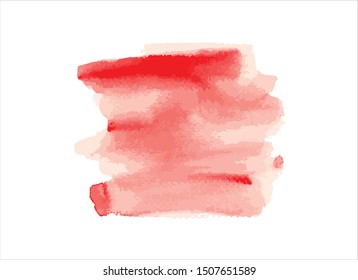 red watercolor brush stain background vector paint stroke design 