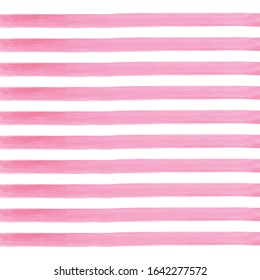 Red watercolor brush stripes. Vector seamless strip watercolor pattern.