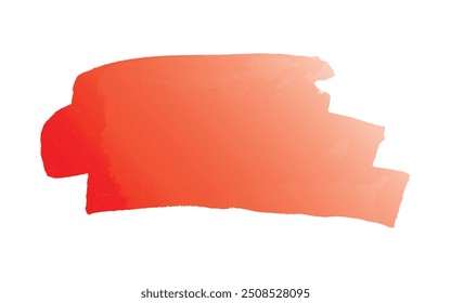 Red watercolor brush stroke isolated on white background. Hand drawn template for design. Bright paint drawing. Abstract vector illustration. Eps 10