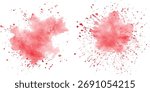 Red watercolor brush strokes vector. set of paint splatter illustration. Vibrant watercolor ink blots on white background. Set of watercolor circles colorful, Colors watercolor paint.	