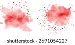 Red watercolor brush strokes vector. set of paint splatter illustration. Vibrant watercolor ink blots on white background. Set of watercolor circles colorful, Colors watercolor paint.	