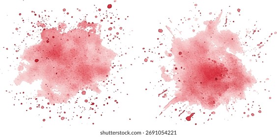 Pincel de acuarela rojo pinta el Vector. conjunto de ilustración de salpicaduras de pintura. Manchas de tinta de acuarela vibrantes sobre fondo blanco. Conjunto de círculos de acuarela coloridos, Colores de pintura de acuarela.	