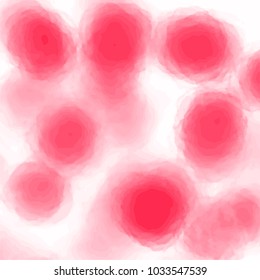 red watercolor bubble pattern with blurred border circles on white background, vector illustration
