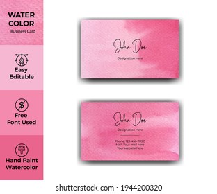 Red watercolor business card design