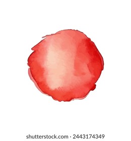 Rote Aquarell Kreis Fleck Pinsel. Grunge Rot Aquarell Textur Blob Label Tinte Runde Vektor Hintergrund