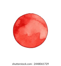 Red watercolor circle stain paint brush. Grunge red watercolor texture blob label ink round vector background