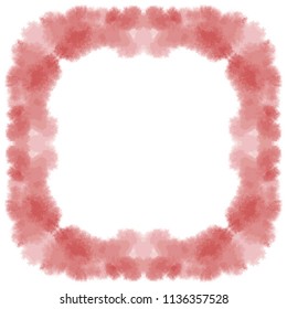 red watercolor cloudscape frame border pattern, vector illustration