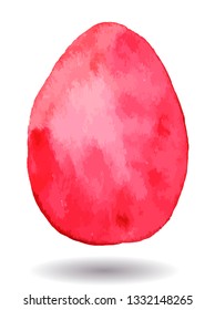 Red watercolor easter egg on white background. Vector illustration. Spring holiday card. Perfect for greeting card, invitation, postcard, print.