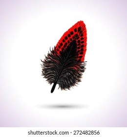 Red Watercolor Feather