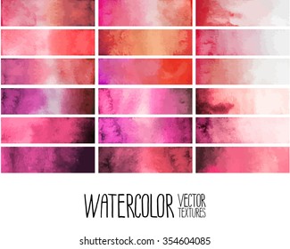 Red watercolor gradient rectangles. Design elements isolated on white background