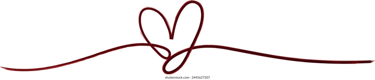 Red watercolor heart contour, Perfect for greeting cards, web banners, and romantic expressions, this simple linear-style illustration radiates warmth and affection.