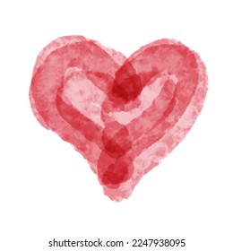 Red Watercolor heart on white background. Editable Vector Illustration. EPS 10
