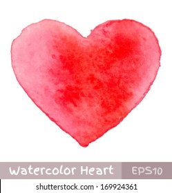 Red Watercolor Heart, Vector Illustration