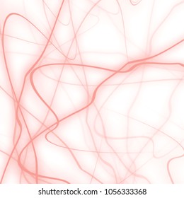 red watercolor irregular scribble pattern with curved lines and blurred shadows on white background, vector illustration