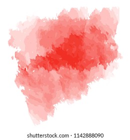 red watercolor isolated splash gradient pattern on white background, vector illustration