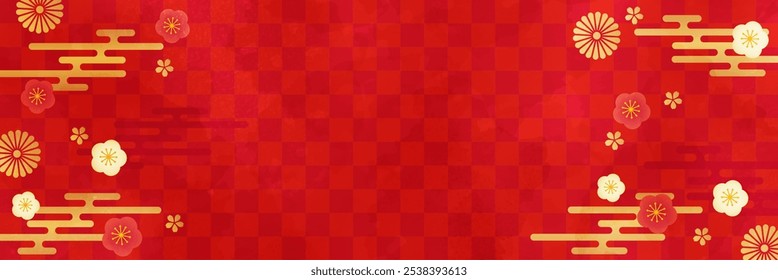 Red Watercolor Japanese Pattern Background