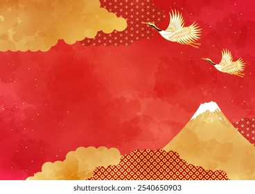 Red Watercolor Japanese Pattern Background