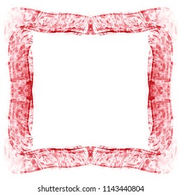 red watercolor marble liquid surface frame border pattern, vector illustration