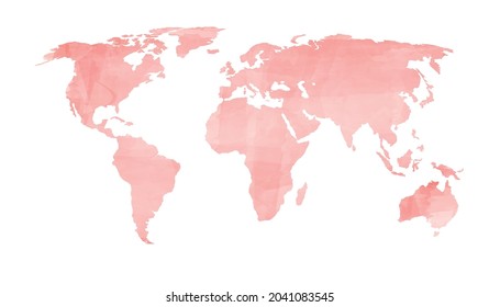 red watercolor painting vector world map