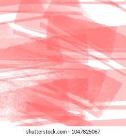 red watercolor pattern with wide diagonal transparent edged brush strokes on white background, vector illustration