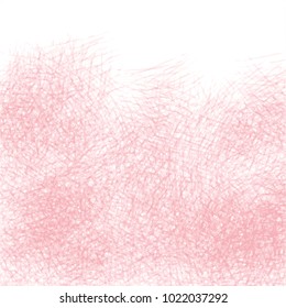 red watercolor scribble pattern with short curved strokes and frayed upper border on white background, vector illustration