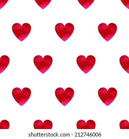 Red watercolor seamless heart pattern, love isolated background for invitation card or flyer