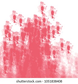 red watercolor splash pattern with blurred areas and transparent stained border, vector illustration