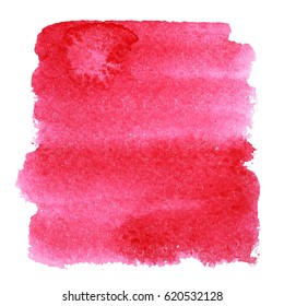 Red watercolor splash. Vector brush stroke isolated on white background.