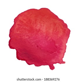 Red watercolor spot isolated on white background. EPS 10. No transparency. No gradients.