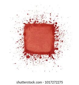 Red watercolor square of splashes, design element. Vector illustration
