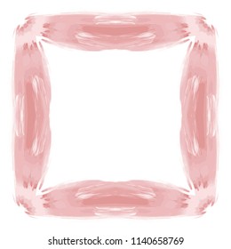 red watercolor squared brush stroke frame border pattern, vector illustration