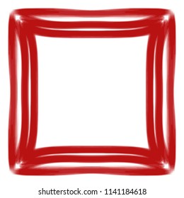 red watercolor squared marker stroke frame border pattern, vector illustration