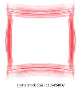 red watercolor squared strokes frame border pattern, vector illustration