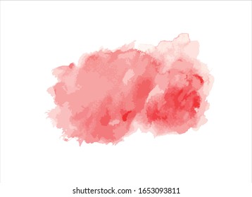 red watercolor stain paint stroke white background