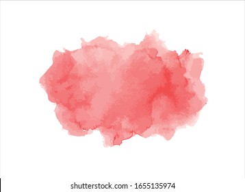 red watercolor stain paint stroke white background