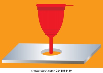 a red watering can enters a hole in a metal plate 
