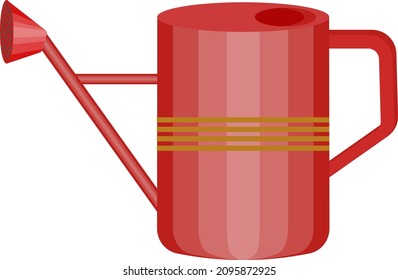 Red watering can, illustration, vector on a white background.